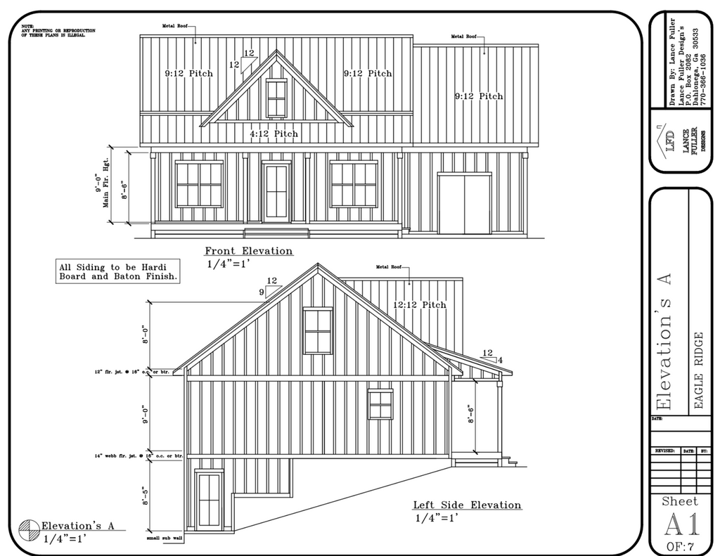 Eagle Ridge Digital House Plans by Lance Fuller Designs