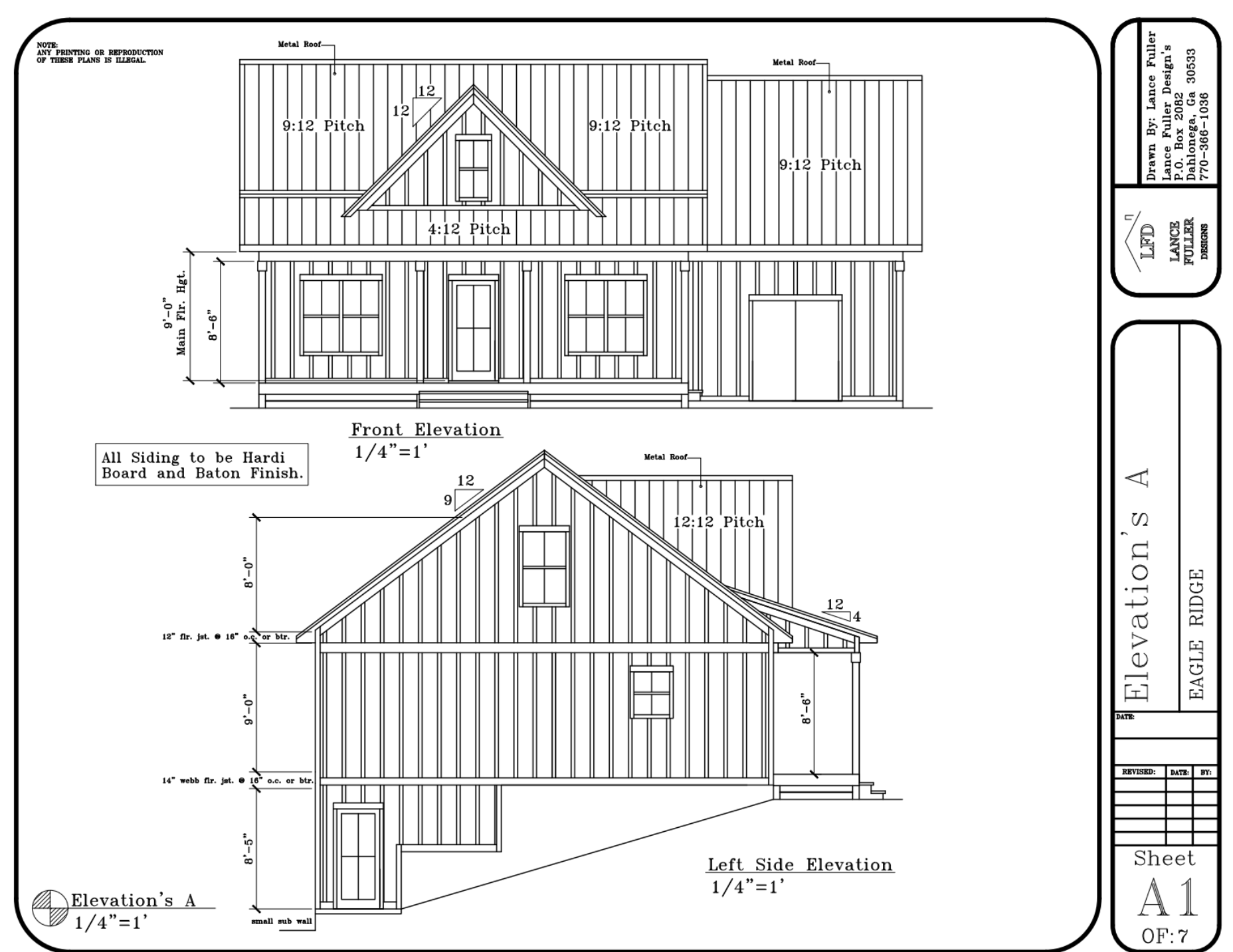 Eagle Ridge Digital House Plans by Lance Fuller Designs