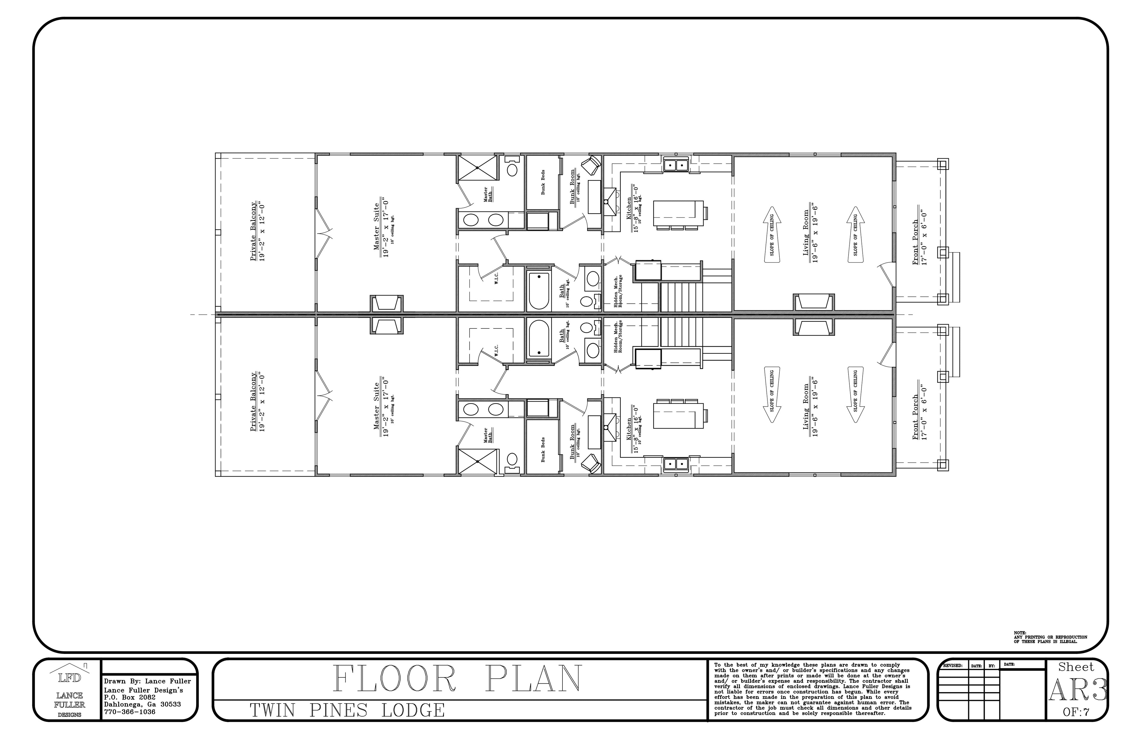 Twin Pines Lodge House Plans